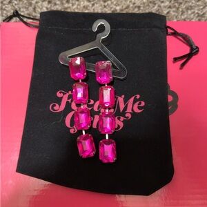 Feed me gems pink gem drop earrings